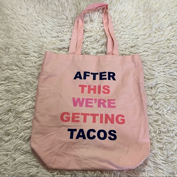Handbags - 🌸Cute Canvas shopping tote bag pink After this were getting tacos